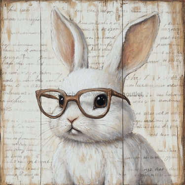 Easter Sign, Bunny in Glasses,, DCO-12673, Sign For Wreath, 10x10
